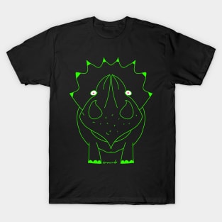 Triceratops dinosaur fisheye green T-Shirt